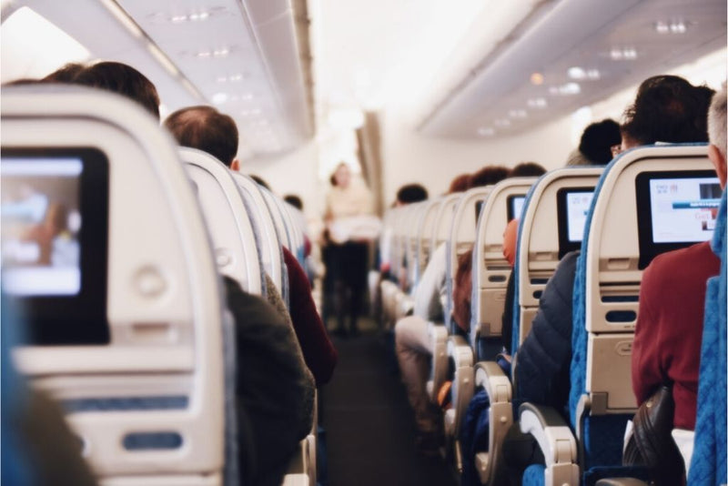 Passengers seated on an airplane