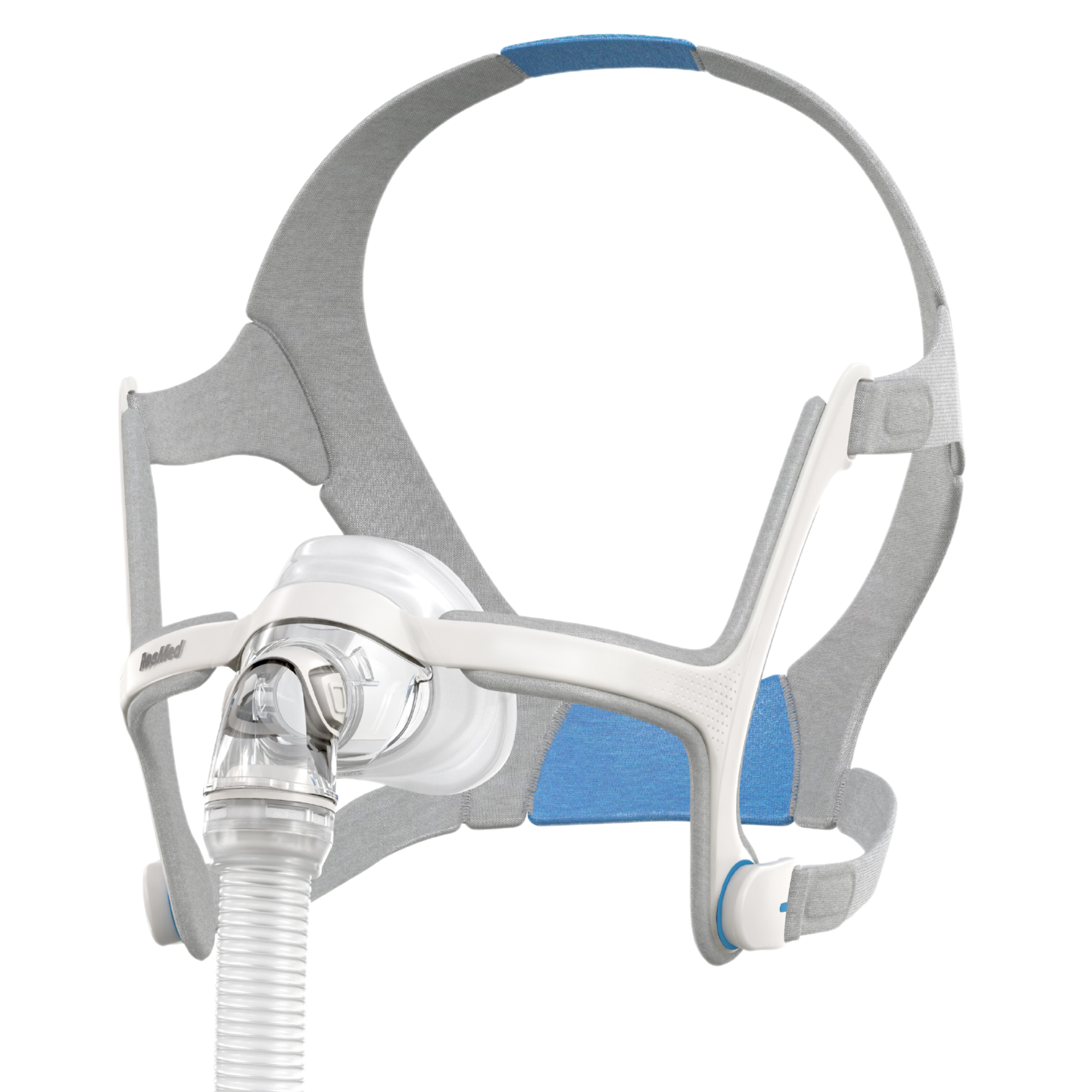 Right view of grey headgear and clear nasal mask system for Airfit N20 Complete Mask System