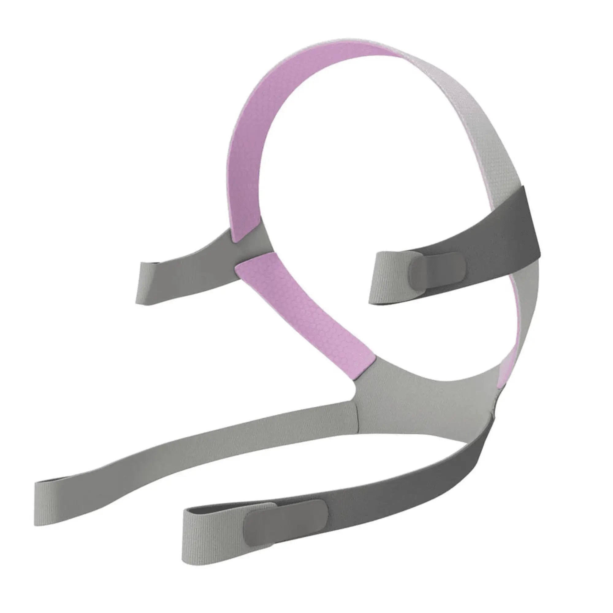 ResMed AirFit F10 standard grey headgear with pink accents.v