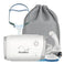 ResMed AirMini travel CPAP machine with AirFit N30 nasal cradle mask and gray carry bag