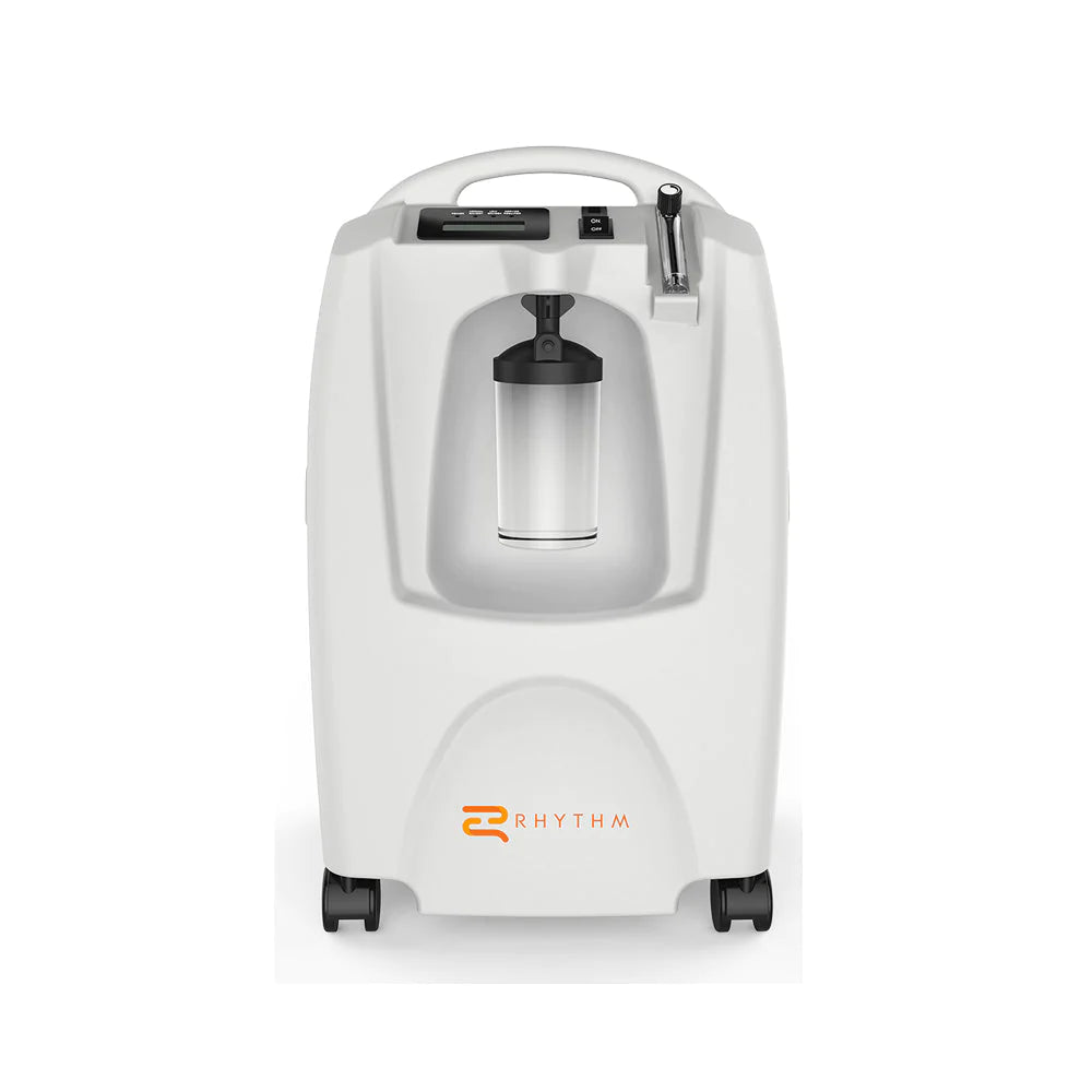 Front view of Rhythm Healthcare 5L Oxygen Concentrator