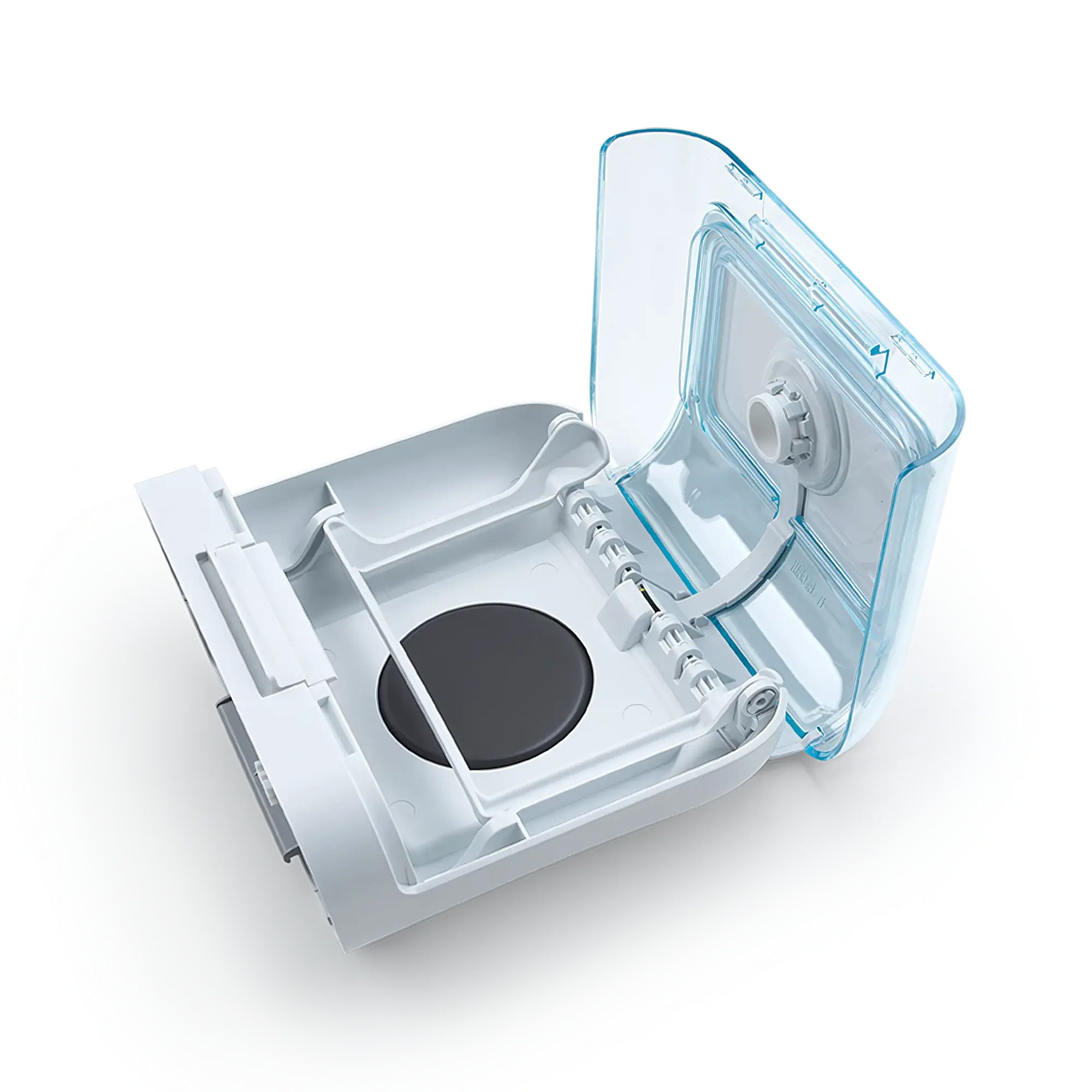 Top view with blue panel open for Philips Respironics DreamStation Heated Humidifier