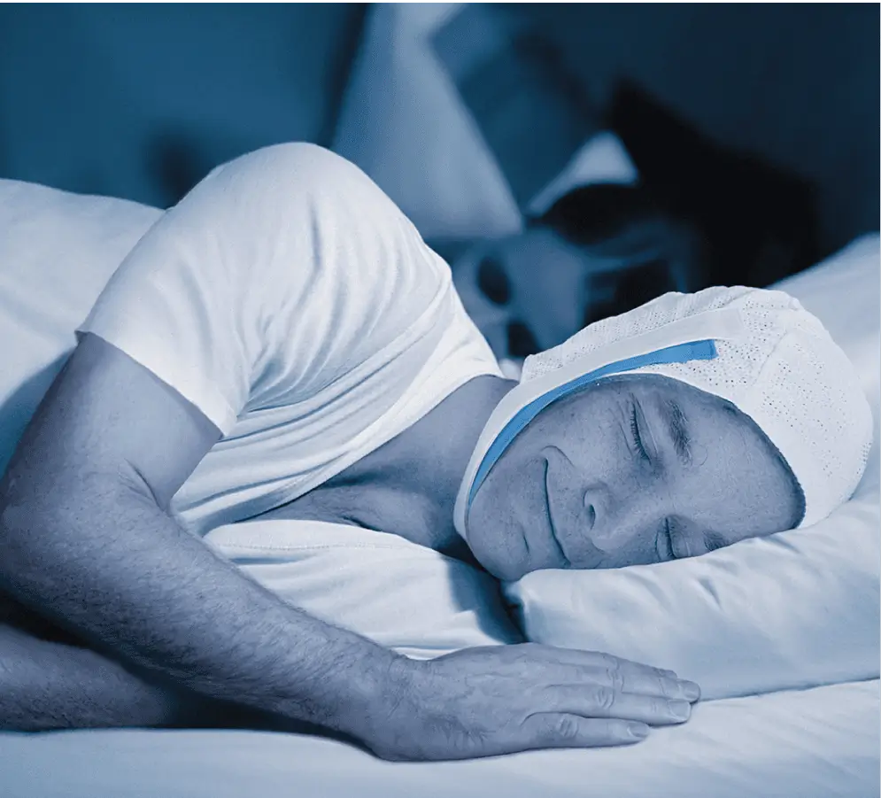 Men sleeping using Knightsbridge Dual Band Chin Strap 