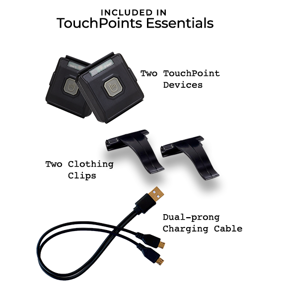 waht is included with touchpoints essentials stress relief wearable device