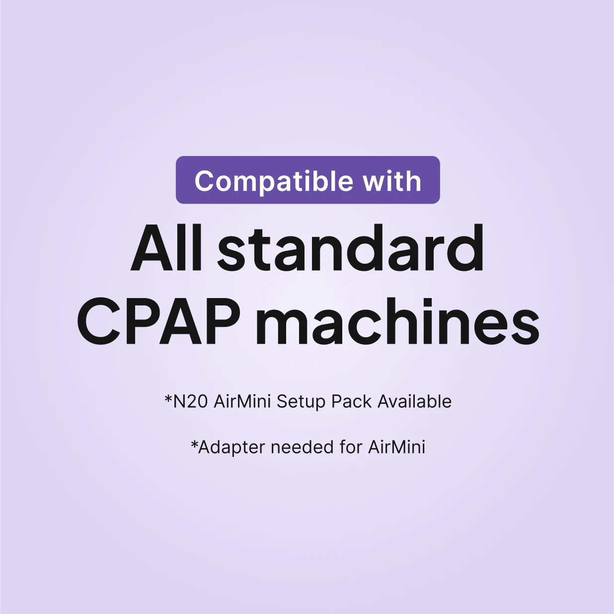 ResMed AirFit N20 nasal CPAP mask compatible with all standard CPAP machines; AirMini setup pack available.