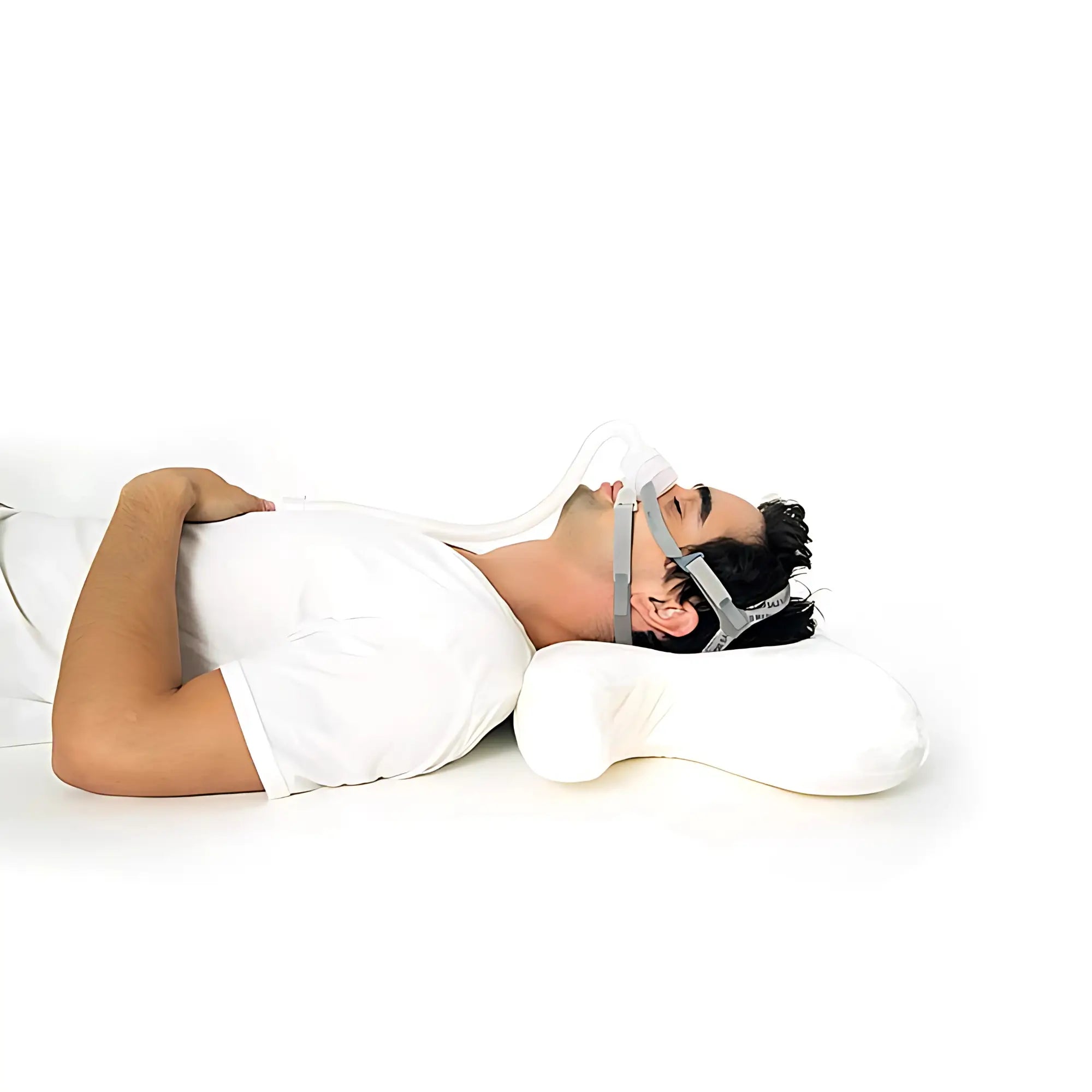 man sleeping with Best In Rest Memory Foam CPAP Pillow with Cooling Gel