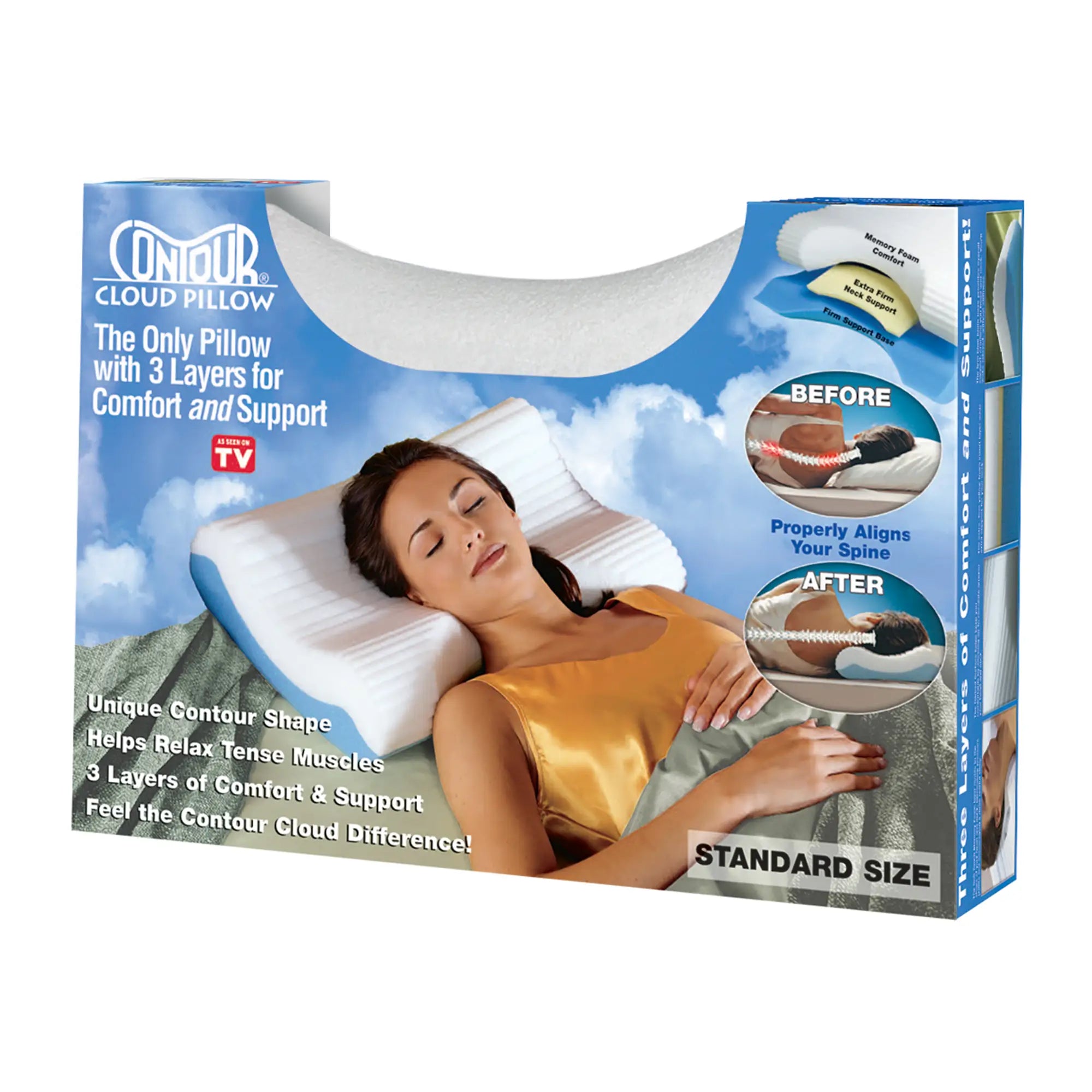 Contour Cloud Cervical Neck Support Pillow head and neck alignment packaging