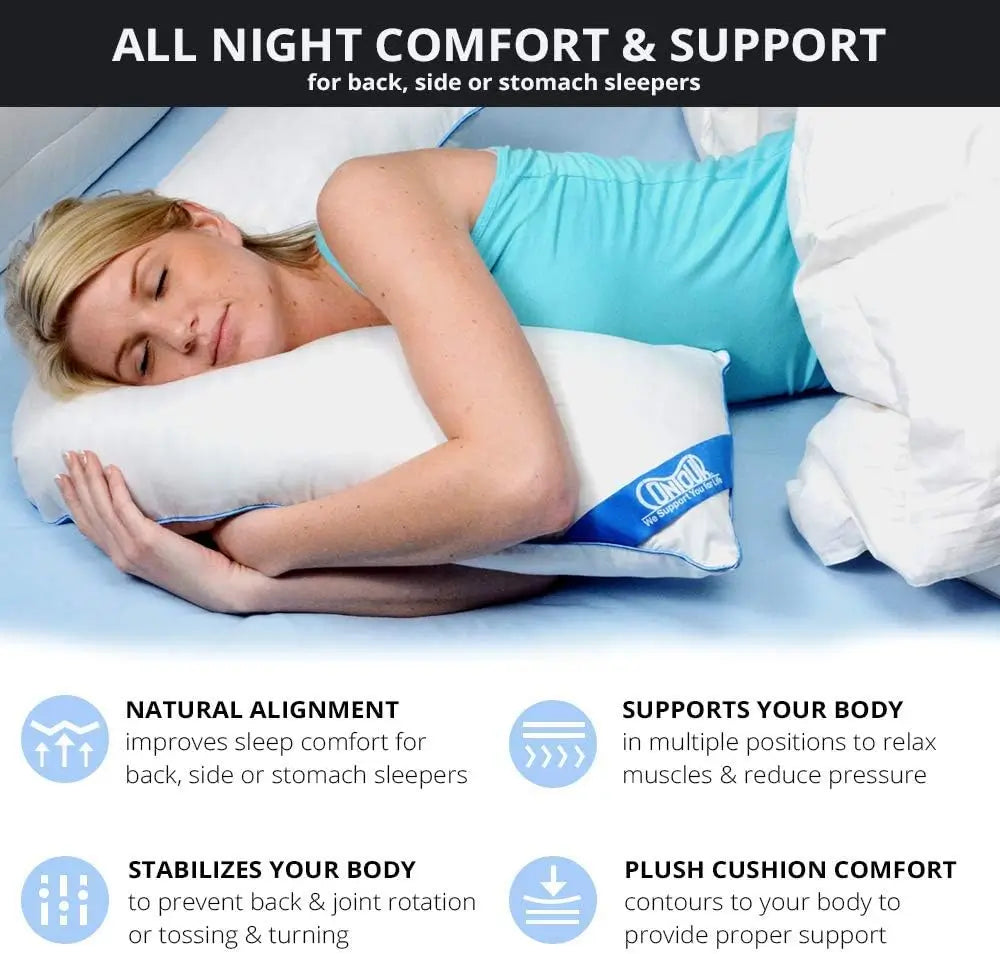 L Shaped Body Pillow Contour for back, side and stomach sleepers.