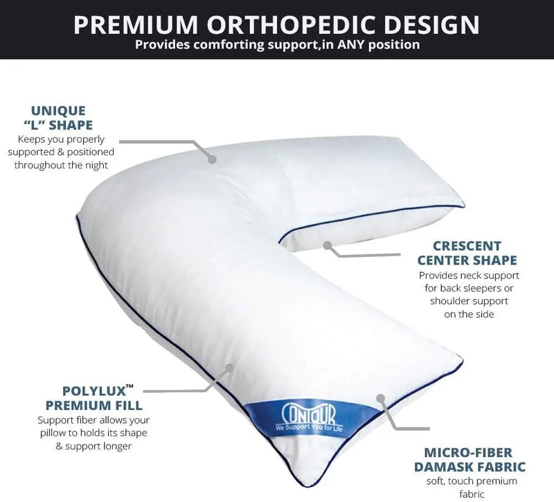 L Shaped Body Pillow Contour orthopedic design