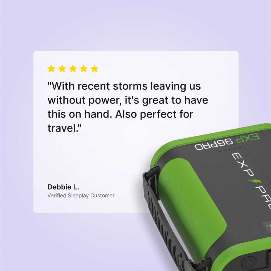 Five-star Sleeplay customer review of the EXP96Pro Apex CPAP battery bank.
