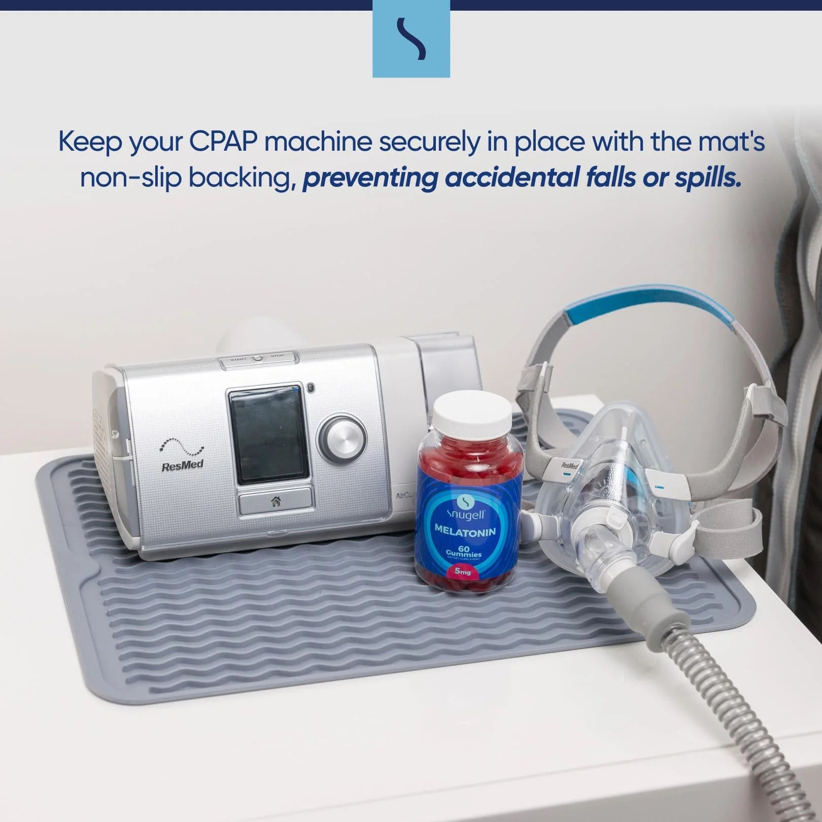 CPAP Nightstand Protector Mat for CPAP & BiPAP Machines for preventing accidental falls or spills