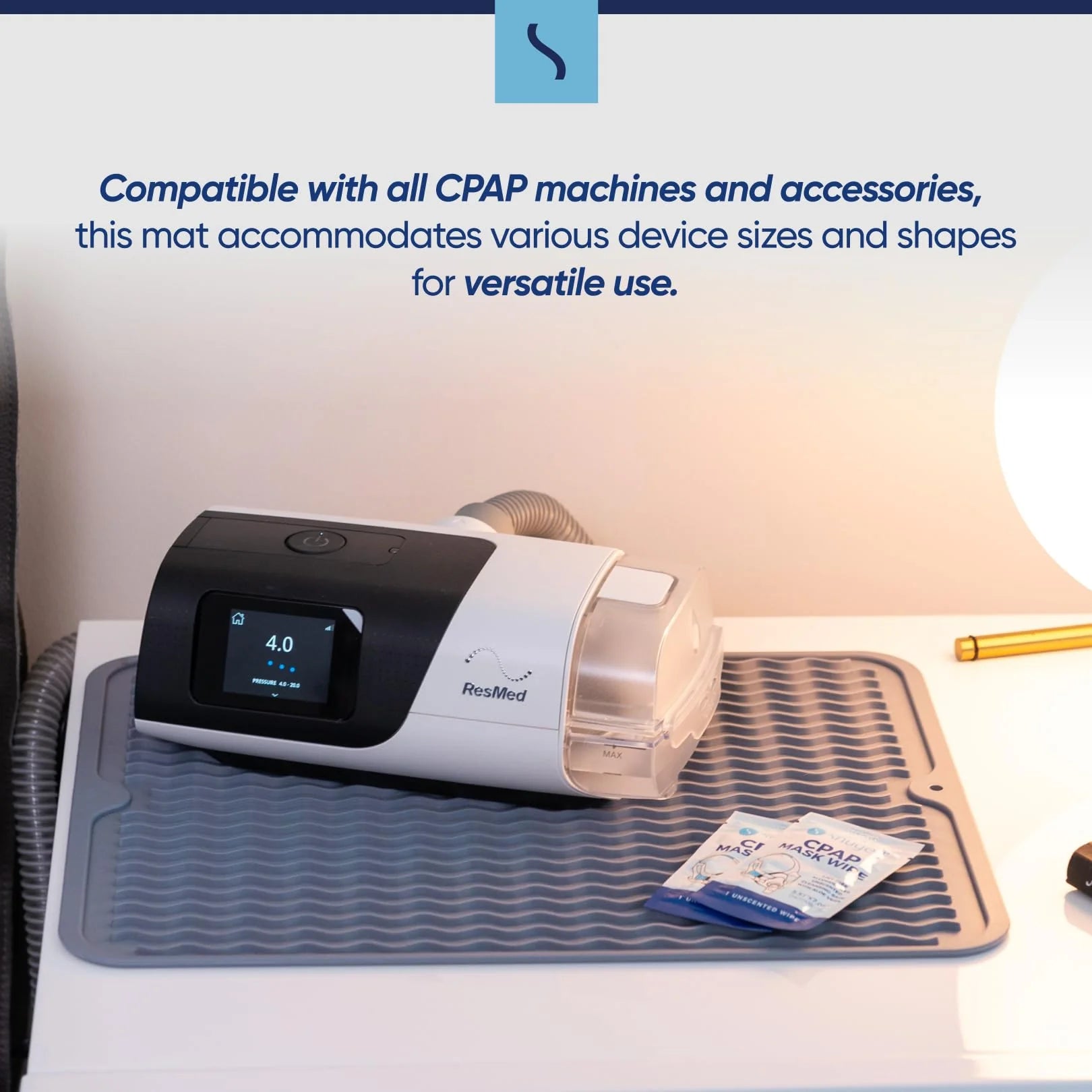 Protector Mat for nightstands and compatible with all the CPAP & BiPAP Machines