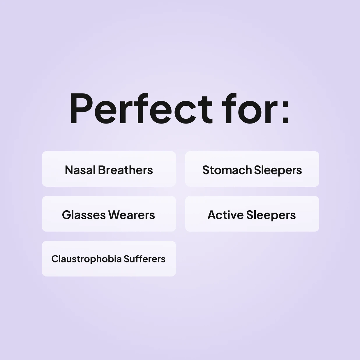 DreamWisp nasal mask for nasal breathers, stomach sleepers, glasses wearers, active sleepers and claustrophobia sufferers