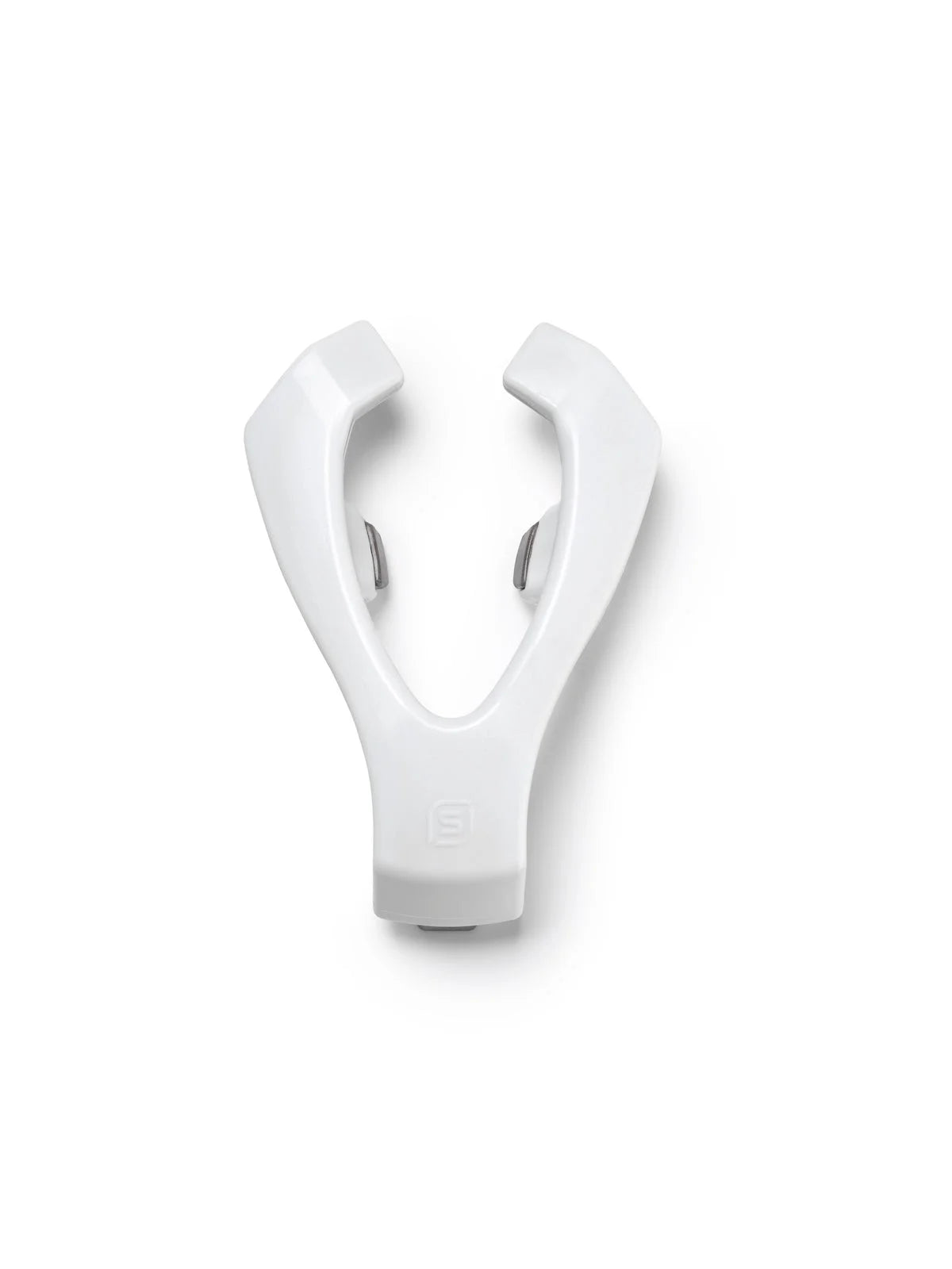 eXciteOSA replacement mouthpiece, overhead view of the white medical-grade silicone mouthpiece with electrodes