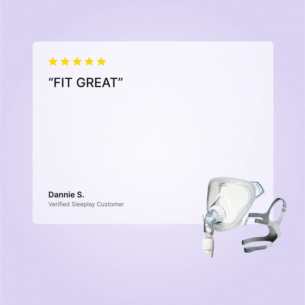 5-star verified Sleeplay customer review of FitLife Total Face CPAP Mask: "Fit Great" by Dannie S.