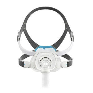 Front view of ResMed AirFit F40, a full face mask for CPAP machines, aiding in sleep apnea management.