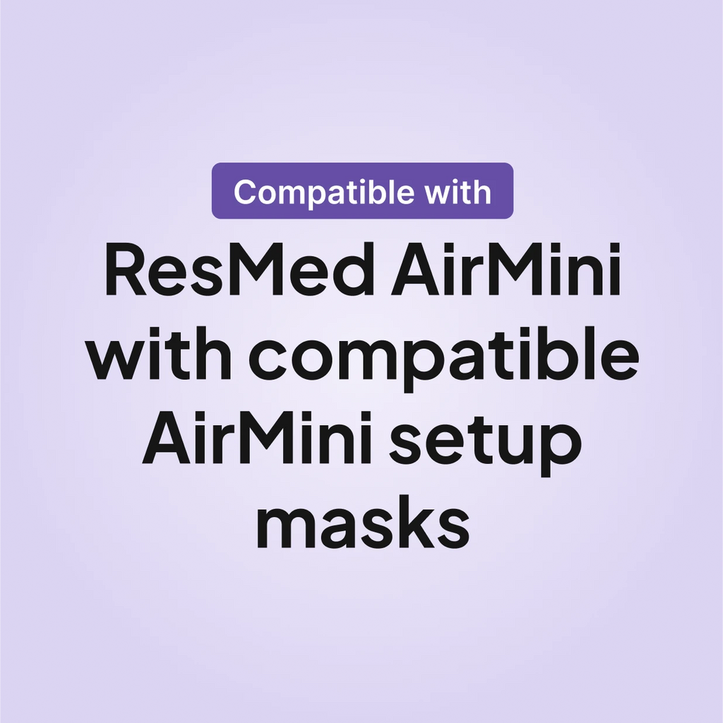 Compatibility chart showing ResMed HumidX standard waterless humidifier works with ResMed AirMini with compatible AirMini setup masks.