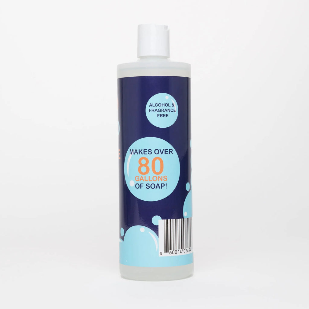Back of the Liviliti CPAP Soap Concentrate bottle: alcohol and fragrance free, makes over 80 gallons