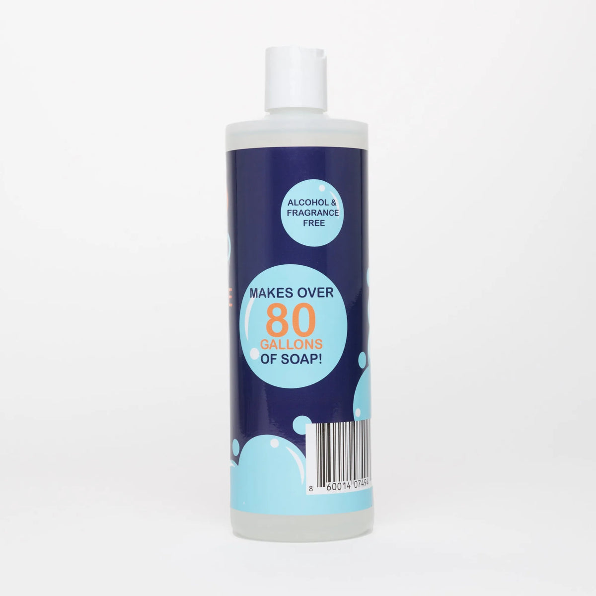Back of the Liviliti CPAP Soap Concentrate bottle: alcohol and fragrance free, makes over 80 gallons