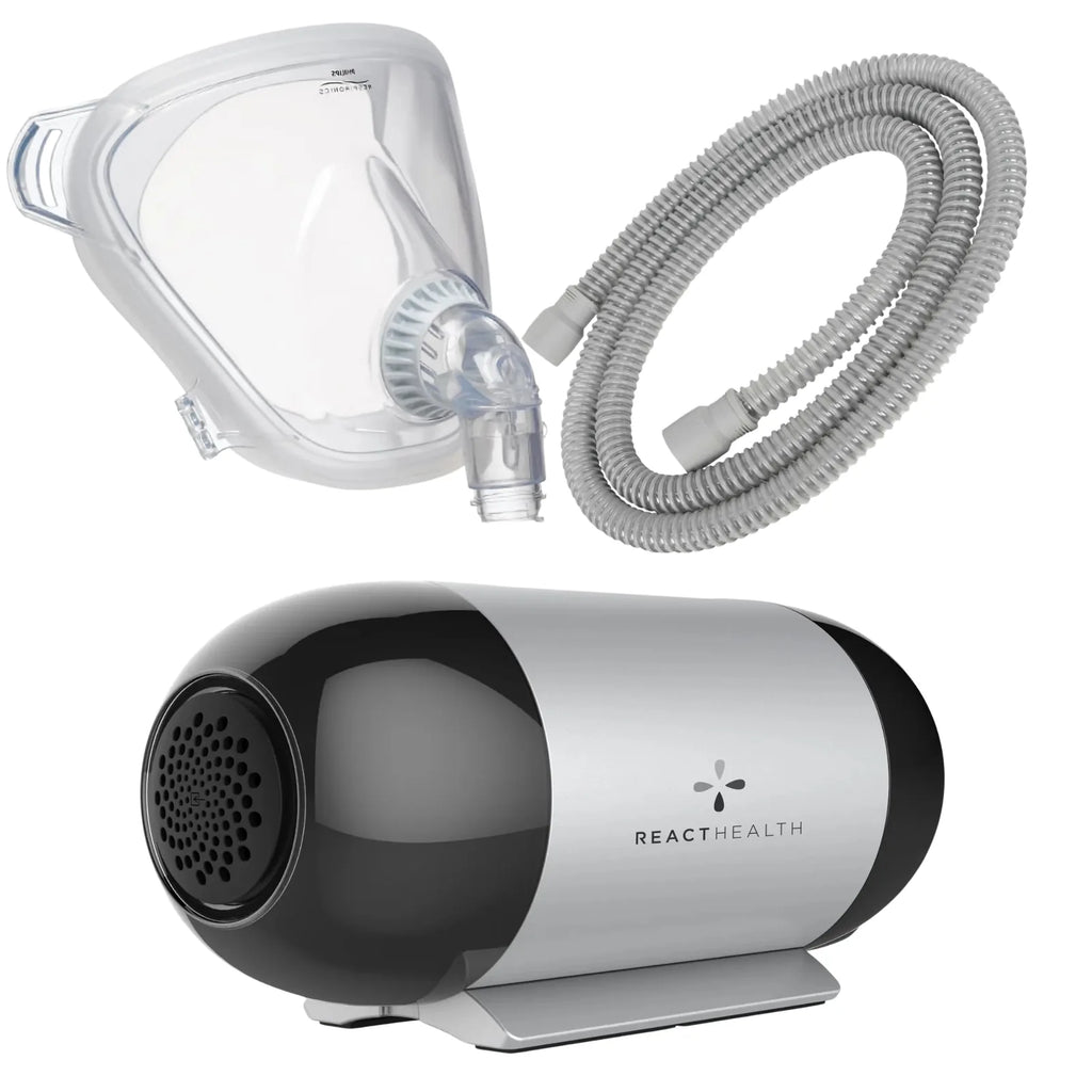 React Health Luna TravelPAP travel CPAP machine bundled with the FitLife Total Face Mask mask