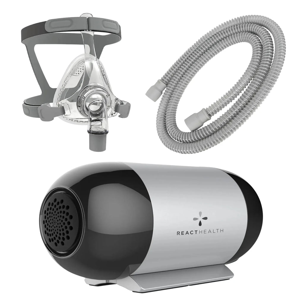 React Health Luna TravelPAP travel CPAP machine bundled with the F&P Simplus Full Face mask
