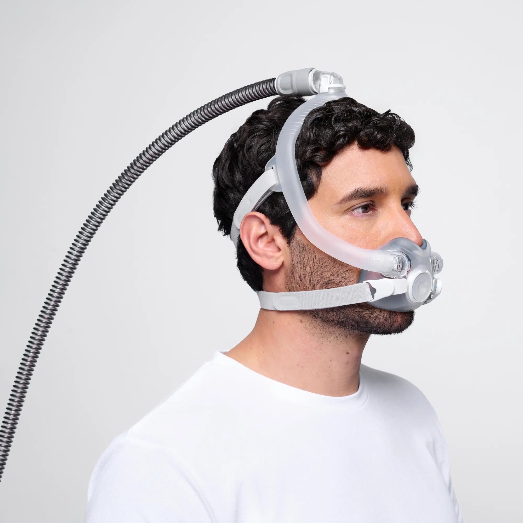man using the ResMed AirTouch F30i Full Face CPAP Mask side view