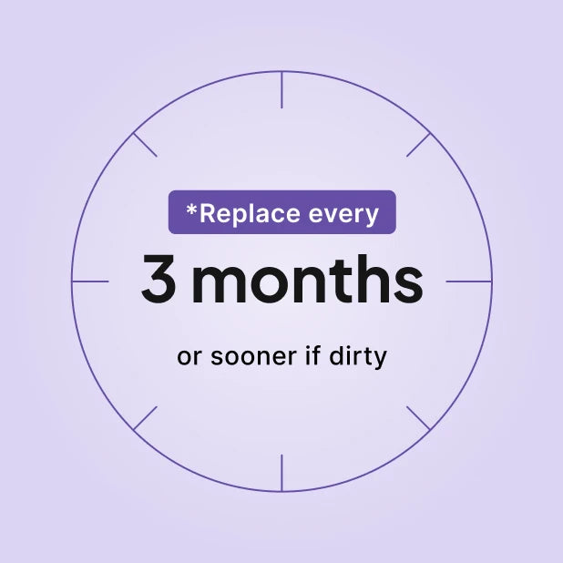 myAIRVO 2 replacement filter guide: replace every 3 months or at the 1000 hour alert.