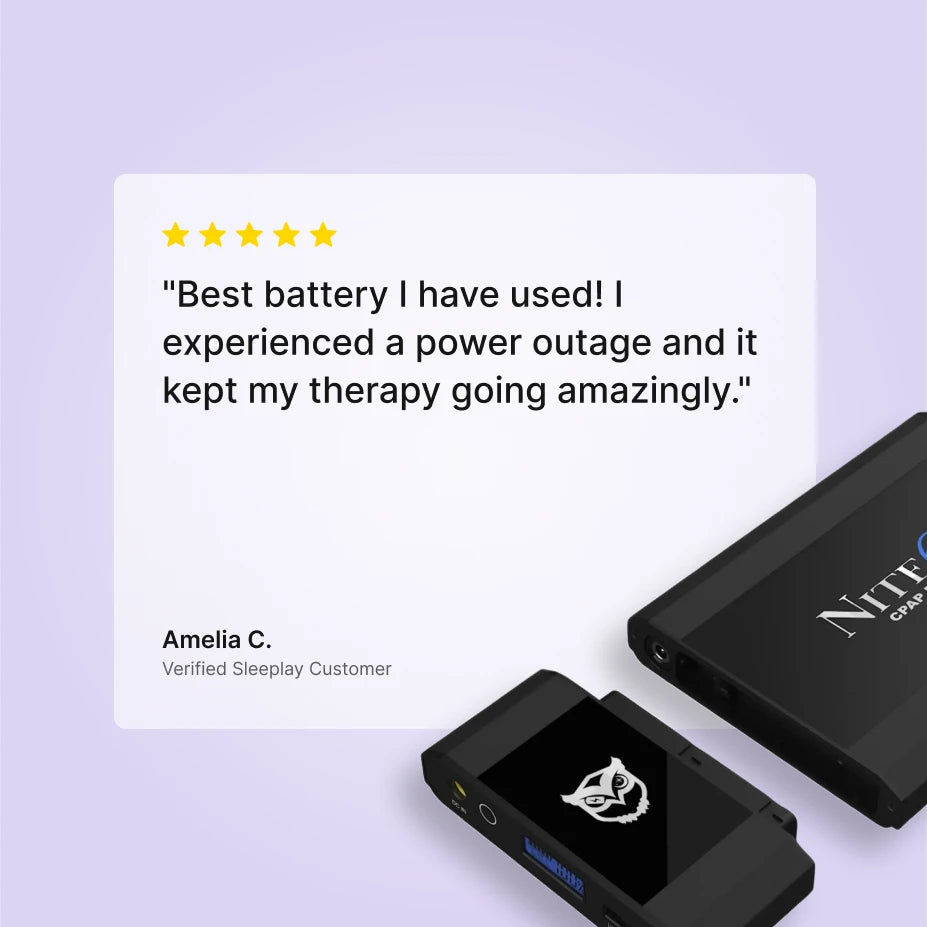 Five-star Sleeplay customer review of the NiteOwl CPAP backup battery.