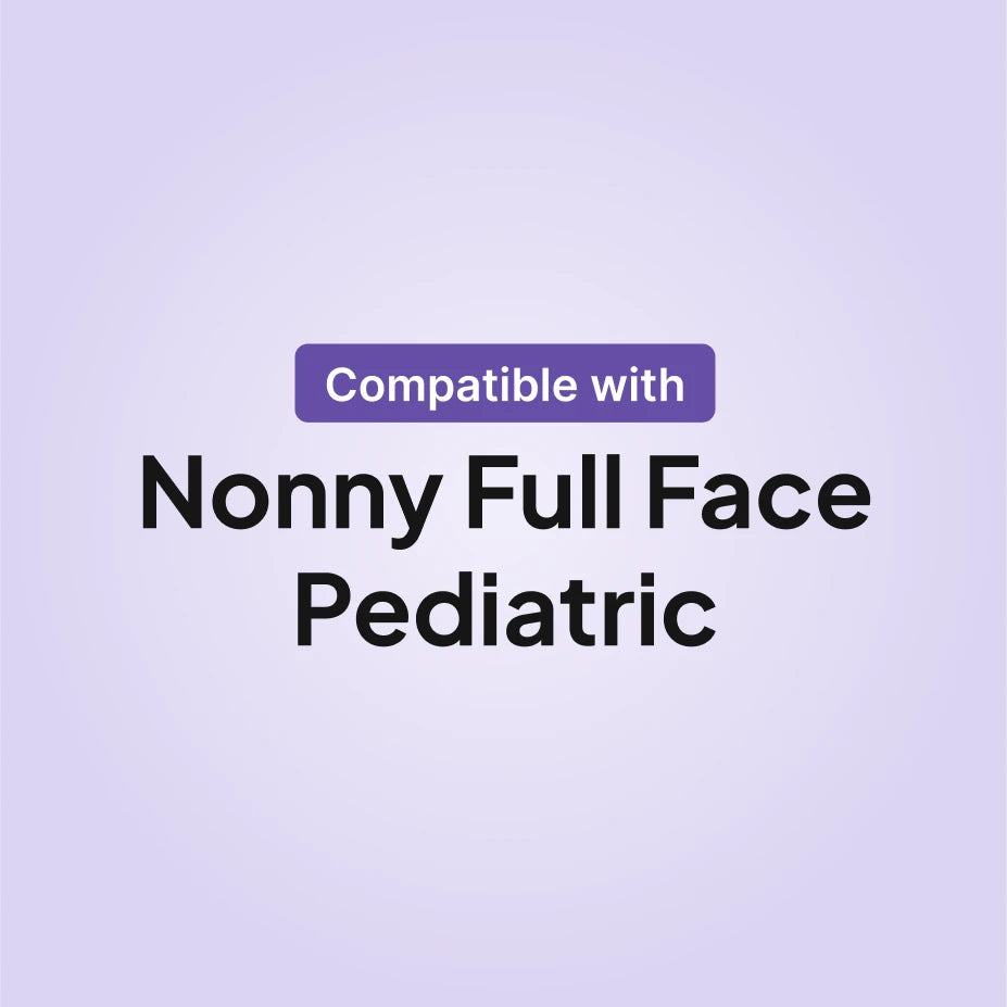 Nonny full face pediatric CPAP mask compatibility infographic for cushion replacement