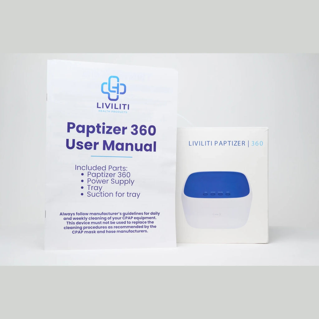 Paptizer 360 CPAP sanitizer user manual showing the included parts