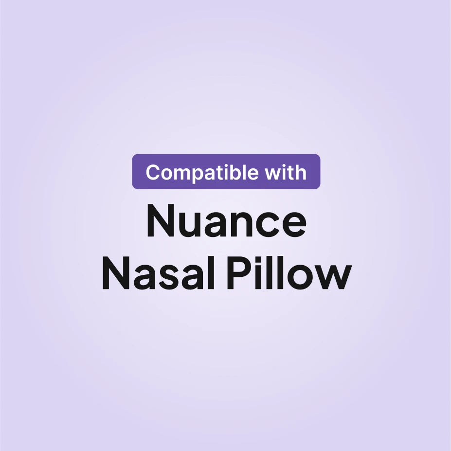 Philips Respironics Nuance nasal pillows CPAP mask compatibility infographic for cushion replacement
