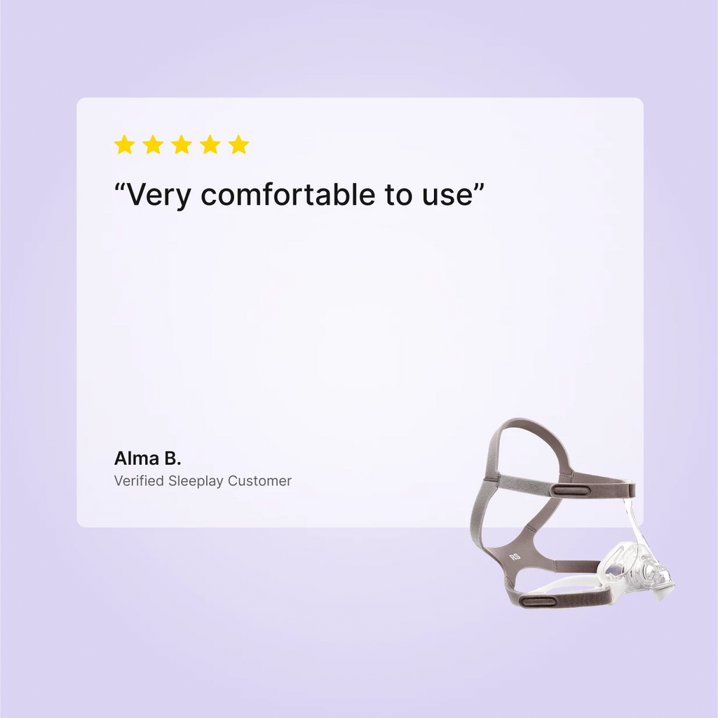 Five-star customer review of the Philips Respironics Pico Nasal CPAP Mask describing it as very comfortable to use