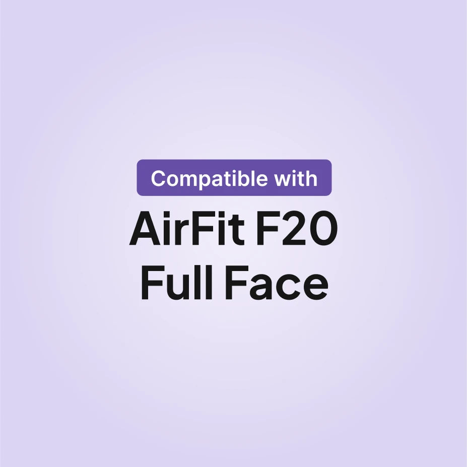 ResMed AirFit F20 full face CPAP mask compatibility infographic for replacement cushion