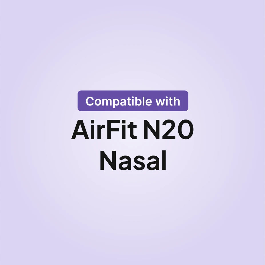 ResMed AirFit N20 cushion replacement compatibility infographic showing the AirFit N20 Nasal CPAP mask.