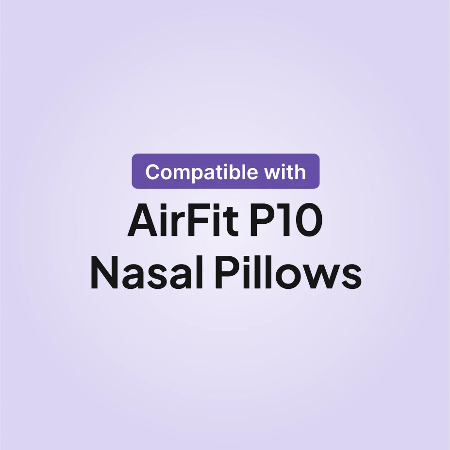 ResMed AirFit P10 nasal pillows CPAP mask compatibility infographic for cushion replacement