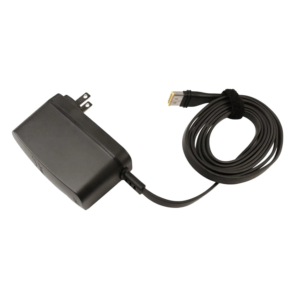 ResMed 20W AC power supply for the AirMini travel CPAP, showing the power brick, flat cord, and gold AirMini connector