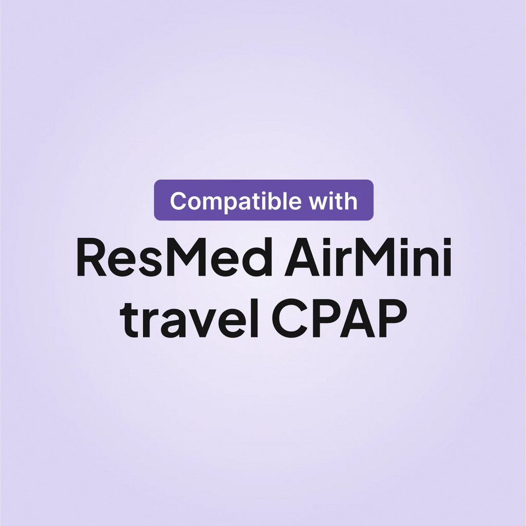 Compatibility chart showing ResMed AirMini travel CPAP flexible tubing works with ResMed AirMini travel CPAP machine.
