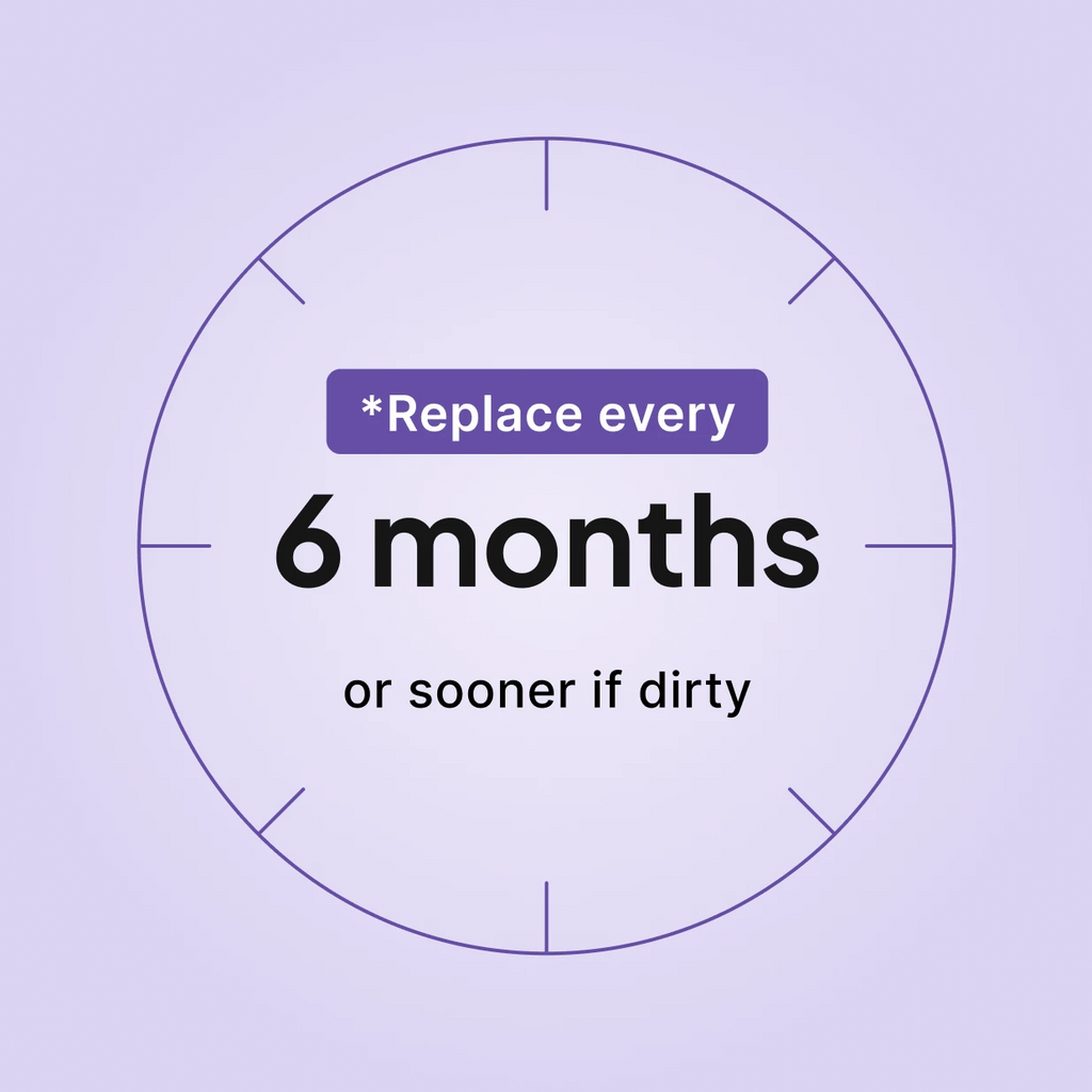 ResMed AirSense 10 AirCurve 10 Standard Filter replacement schedule: replace every 6 months, or sooner if dirty.