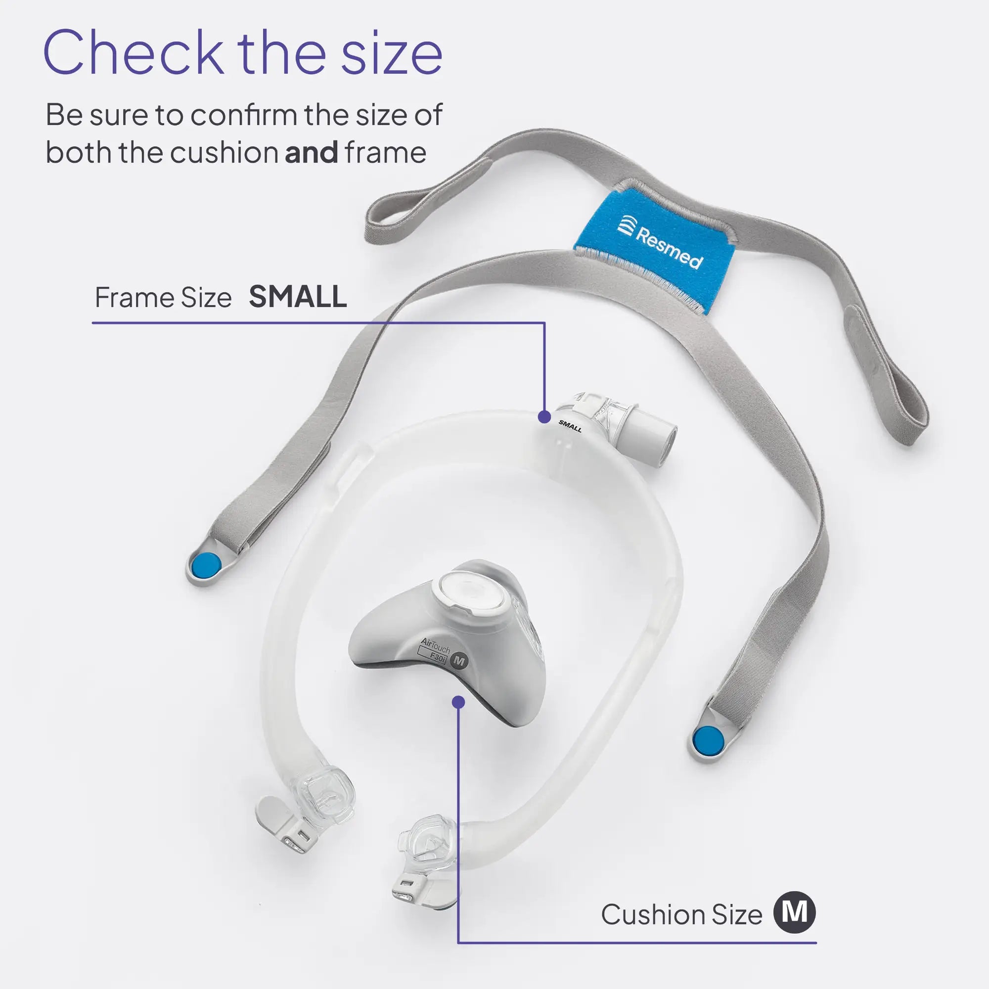 ResMed AirTouch F30i Full Face CPAP Mask parts size