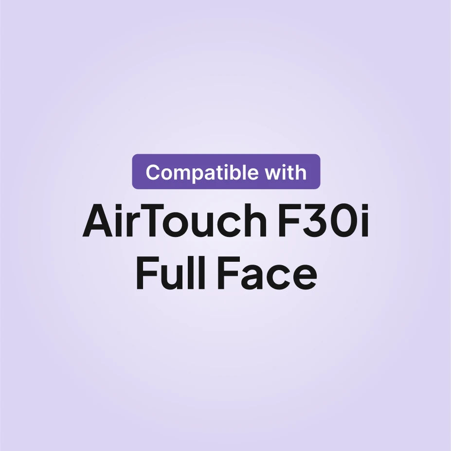 ResMed AirTouch F30i full face CPAP mask compatibility infographic for replacement cushion