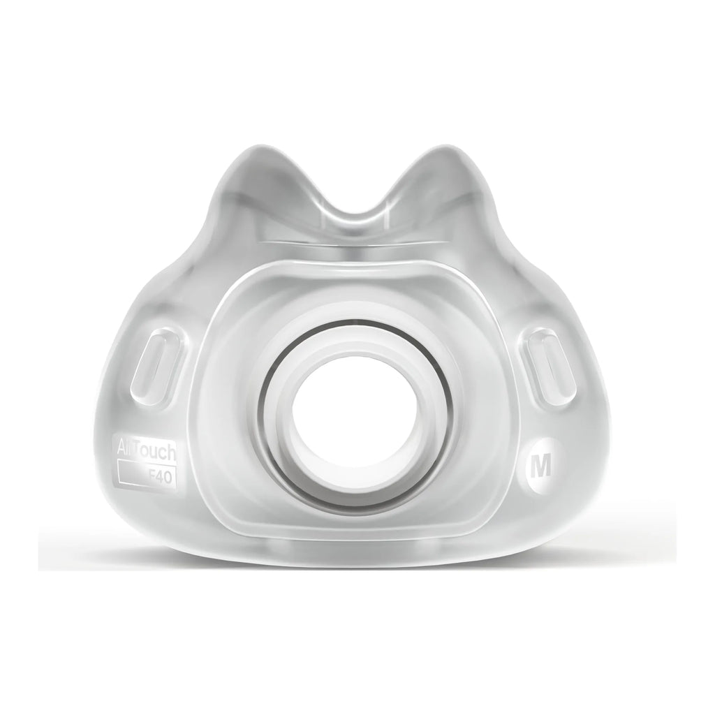 ResMed AirTouch F40 ComfiSoft replacement cushion with QuietAir vent, front view