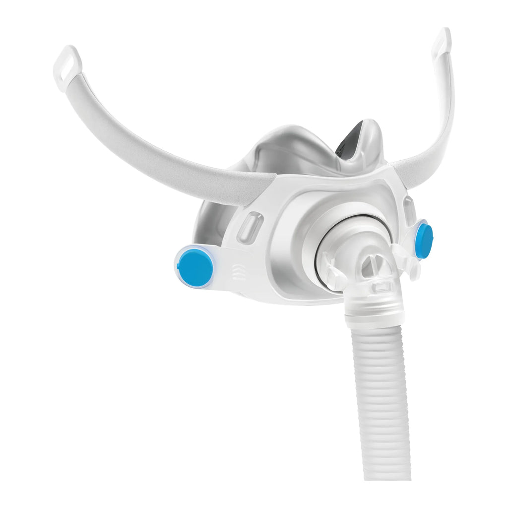 ResMed AirTouch F40 frame system with cushion and tube, left three-quarter view