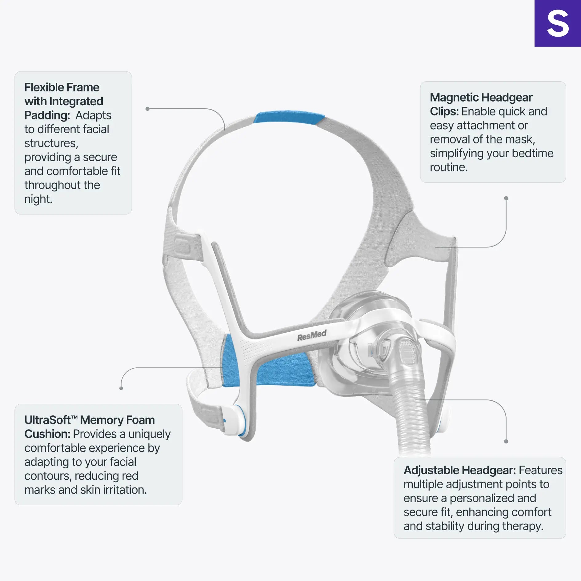 ResMed AirTouch N20 Nasal Mask features