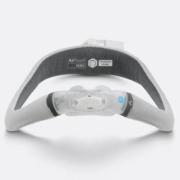 ResMed AirTouch N30i standard frame system with ComfiSoft cushion, front view, no headgear