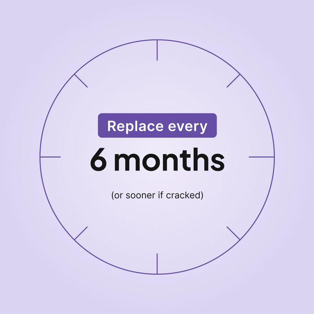 Replacement reminder graphic indicating ClimateLineAir heated CPAP tube should be replaced every 6 months