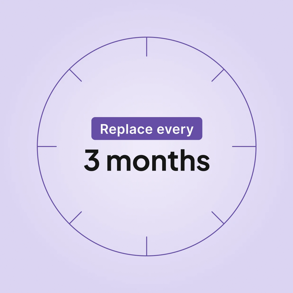 Replacement frequency dial for ResMed SlimLine CPAP tubing for AirSense and AirCurve machines showing replace every 3 months.