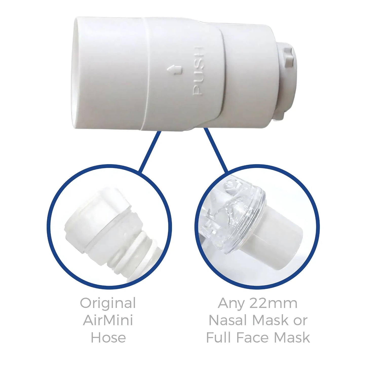 Snugell AirMini Pro Hose Connector compatible with and 22mm nasal or full face cpap mask