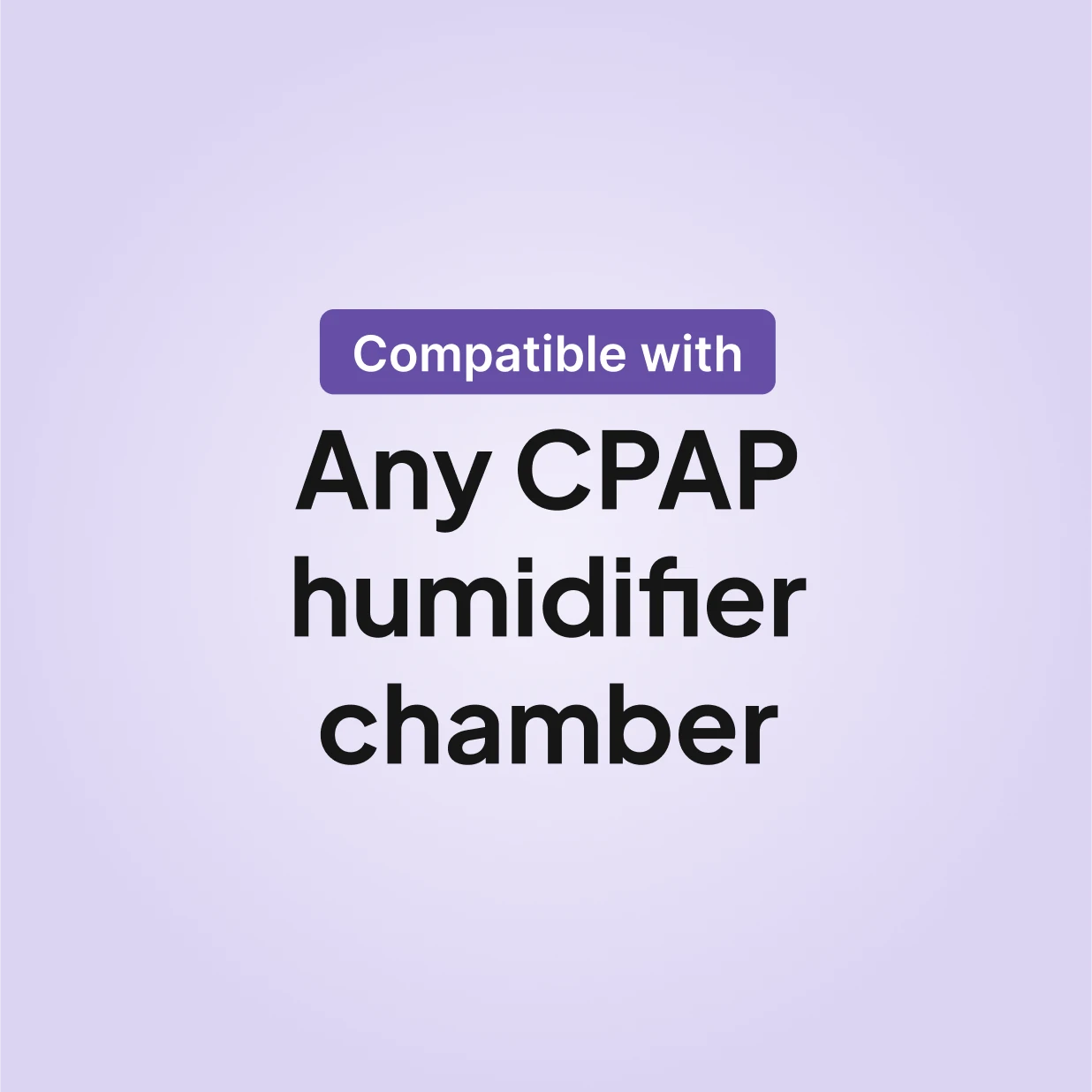 Compatibility graphic showing Snugell CPAP distilled water 12oz bottle works with any CPAP humidifier chamber.