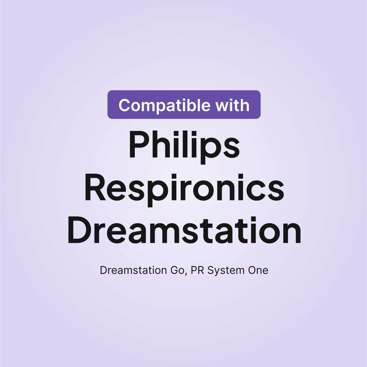 Compatibility chart showing Snugell CPAP filter kit works with Philips Respironics Dreamstation, Dreamstation Go, and PR System One machines.
