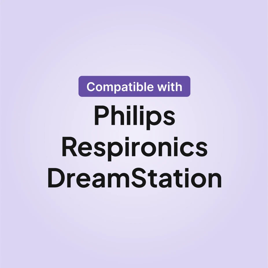 Sunset DreamStation reusable CPAP filter compatibility infographic for Philips Respironics DreamStation